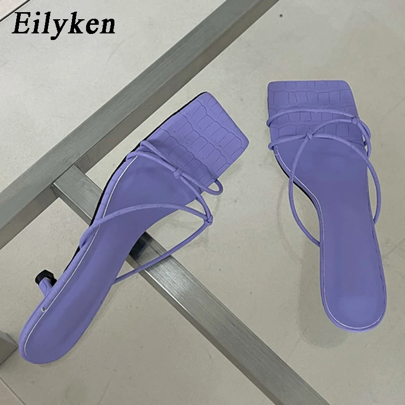 Eilyken/Новинка 2022 года Летние шлепанцы Шлепанцы на низком тонком каблуке Модные