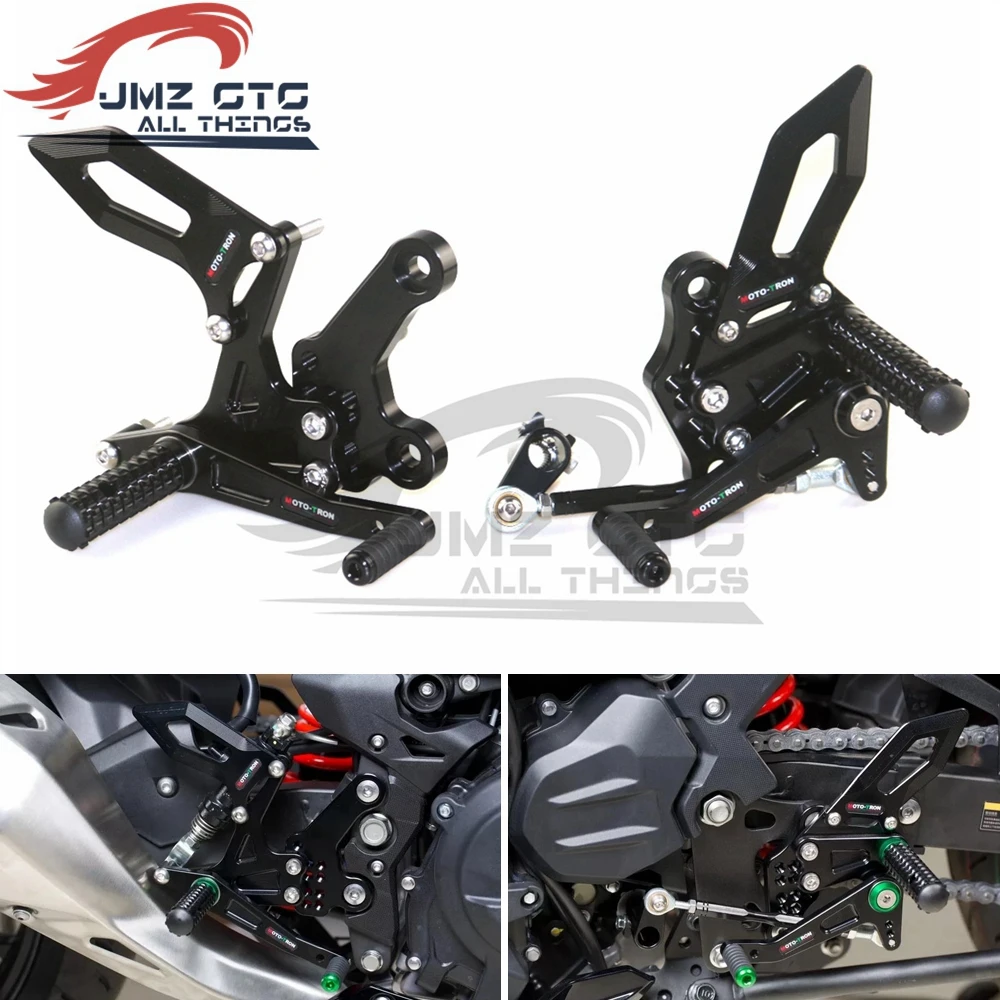 MOTO-TRON Motorcycle CNC Adjustable Rear Set Rearsets Footrest Foot Rest  For  KAWASAKI Ninja400 2018-2022 & Z400 2019-2022