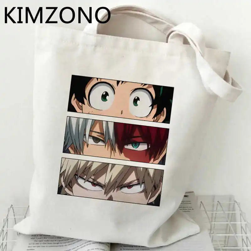 

My Hero Academia shopping bag canvas grocery shopping bolso recycle bag shopper bag net bolsas ecologicas reusable sacola grab