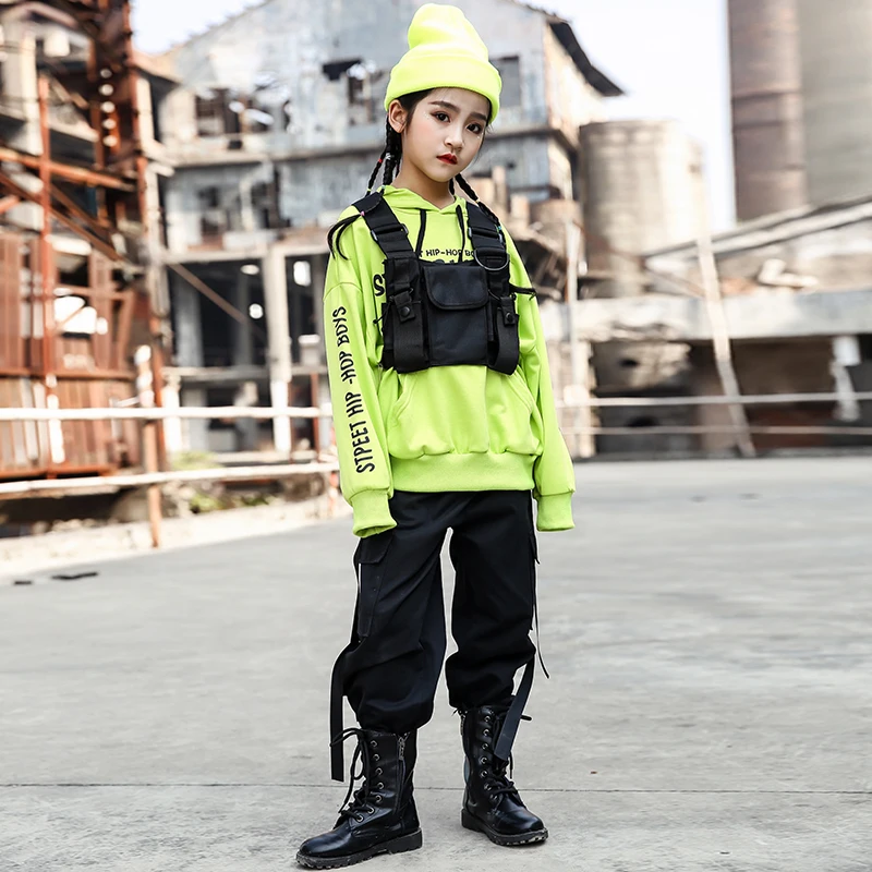 Children Hip Hop Dance Costume Kids Street Clothing Boy's Wear Stage Dancing Drum Performance Cool Black Hiphop Pant 1401 |