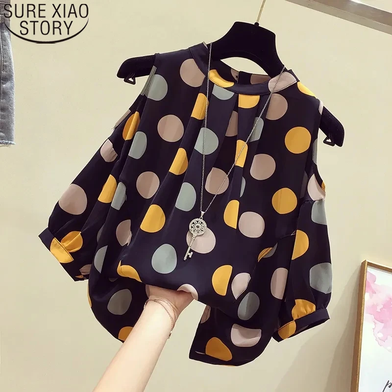 Блузка женская шифоновая в горошек без бретелек батальных размеров | Женская