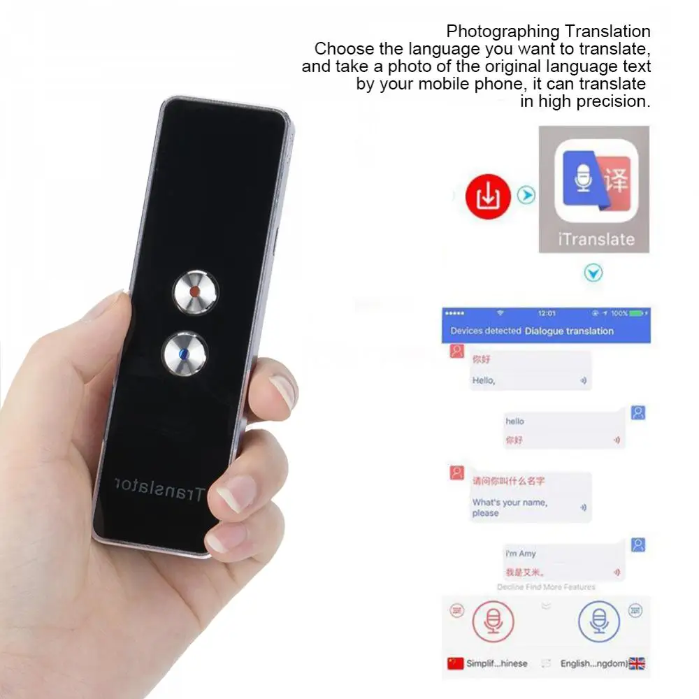 T8+ Портативный языковой переводчик в реальном времени Bluetooth умный голосовой переводчик туристический переводчик с более чем 40 языками