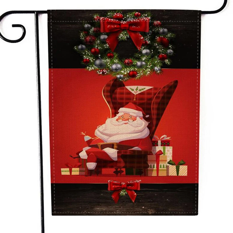 Рождественская зимняя Снежинка Садовый флаг Санта Клауса снеговик домашний