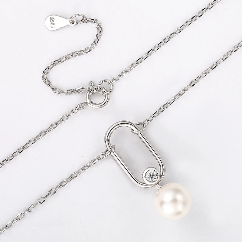 

925 silver fashion pearl necklace pendant attractive personality clavicle chain female gift jewelry3