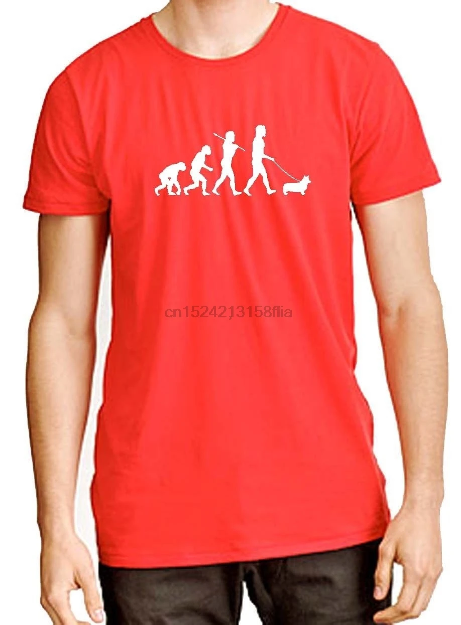 

Evolution of Man Pembroke Welsh Corgi dog t-shirt Printed Summer Style Tees Male Harajuku Top Fitness Brand Clothing