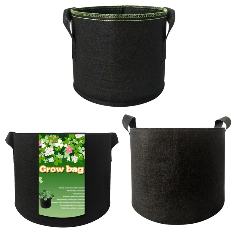 

5Pcs/Set Heavy Duty Thickened Fabric Pots Grow Bags Container Nursery Flowerpot Transplant Plant Bag with Handles