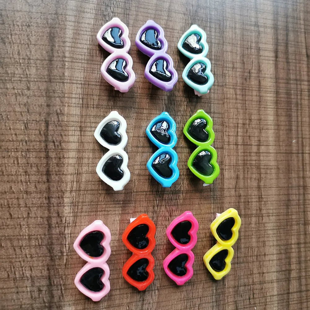 

10 Pcs-set Pet Heart-Shaped Hair Clip Mixed Color Cute Glasses Decorative Sunglasses Headdress Photo props Dog Cat Accessories