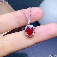 kjjeaxcmy fine jewelry 925 sterling silver natural ruby girl noble pendant necklace support test chinese style hot selling