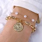 IPARAM, винтажный браслет из сплава, толстая цепочка, богемный браслет с жемчугом, монеткой, женский браслет, ювелирные браслеты и кулоны, 2020