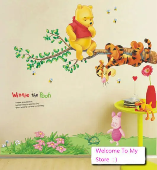 Симпатичный типа сделай себе сам медведя Винни Пух Тигра стены Стикеры ПВХ Декор