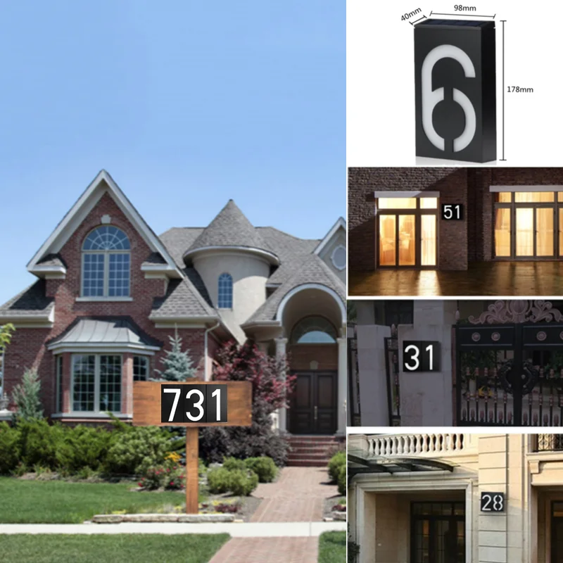 

Digital Solar Light LED Solar Powered Lamp Wall House Number LED Solar Light Outdoor Doorplate Porch Lights Garden Decoration