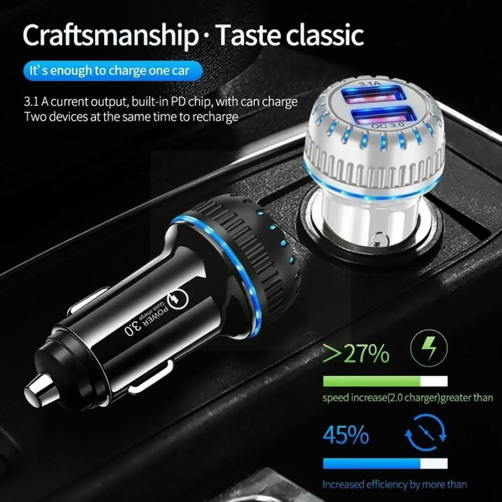 

Новинка автомобильное зарядное устройство А с двумя USB-портами, автомобильное зарядное устройство для быстрой зарядки, автомобильное светя...