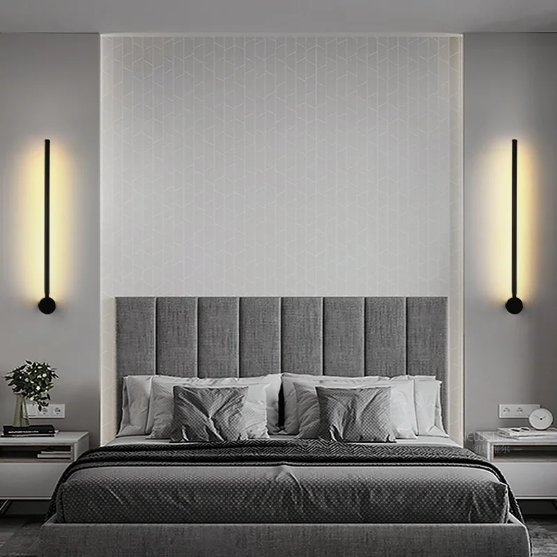 

Nordic Minimalist Long Strip Wall Lamp Living Room Creative Aisle Background Wall Line Simple Bed Front Wall Lamp For Home Decor