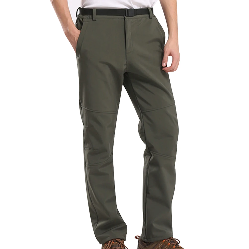 Army Green Уличные походные брюки с флисовой подкладкой теплые ветрозащитные лыжные брюки для мужчин и женщин KS - Цвет: Army Green