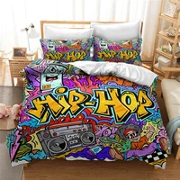 new street hip hop style printed bedding set 3d graffiti funny duvet cover set bed set bed linen bedclothes twin queen king size
