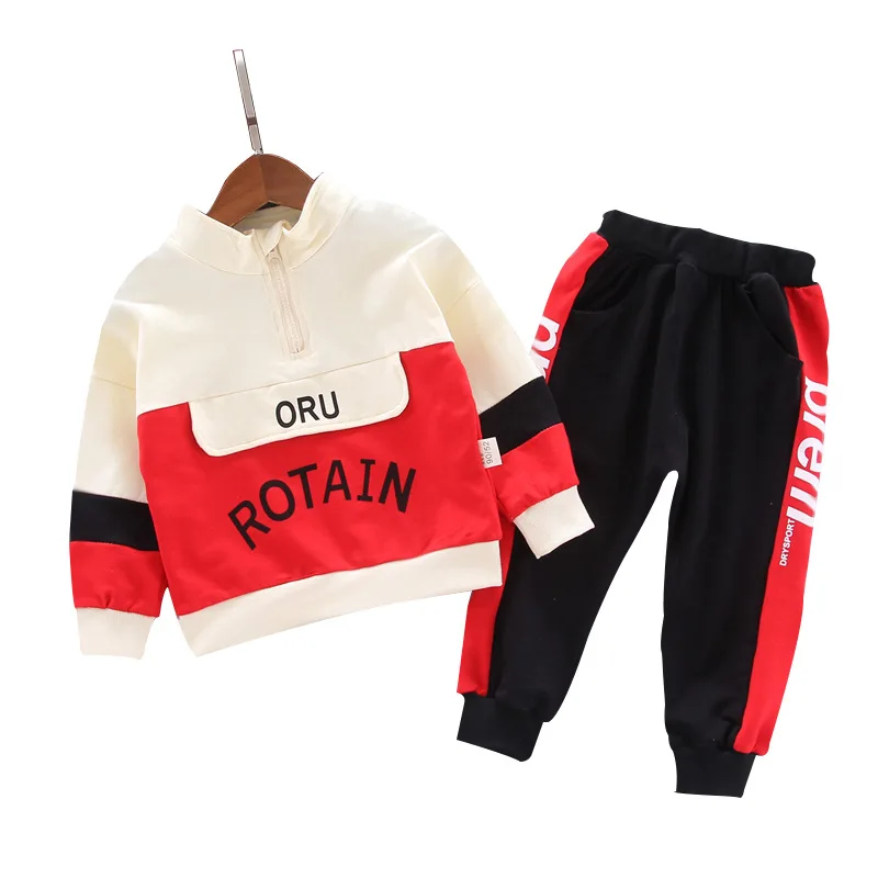 

Новинка 2021, повседневная одежда для мальчиков и девочек, модный весенне-осенний Детский костюм с длинным рукавом, спортивные комплекты с бу...