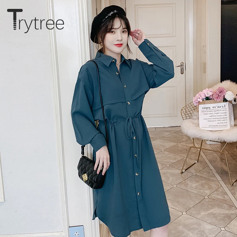 Trytree 2020 женской осенней повседневной обуви Женское платье твердый отложной