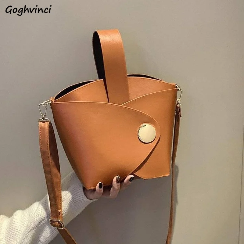 

Сумки через плечо из ПУ кожи с застежкой, Женская винтажная сумка-мешок с одной ручкой, корейский стиль, вместительные дорожные повседневны...