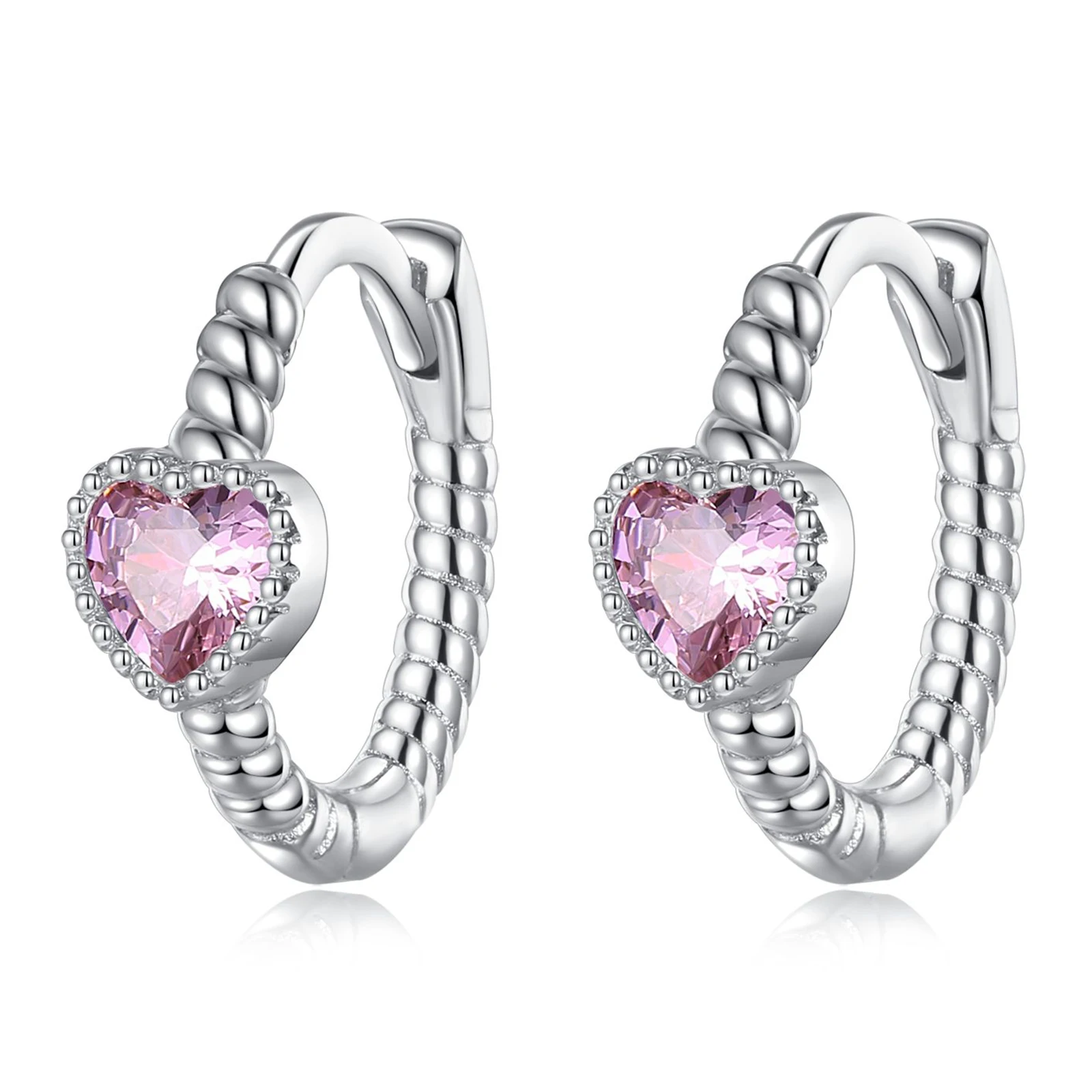 

La Menars Pink Love Heart Earrings Women 2021 Original European Style Genuine Silver Plating Jewelry With CZ Diamond Inlay