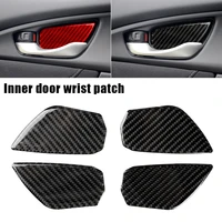 new 4pcs car interior door handle bowl cover trim carbon fiber decorative sticker for 2016 19 honda civic 10th gen black or red
