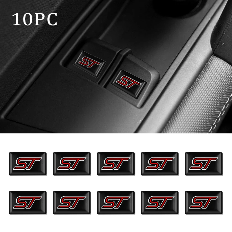 

10PCS 3D Epoxy Car Styling Sticker Flags Emblem Decal Decorating For Ford ST FOCUS 2 3 Mondeo Fiesta Kuga MK2 MK3 Accessorie