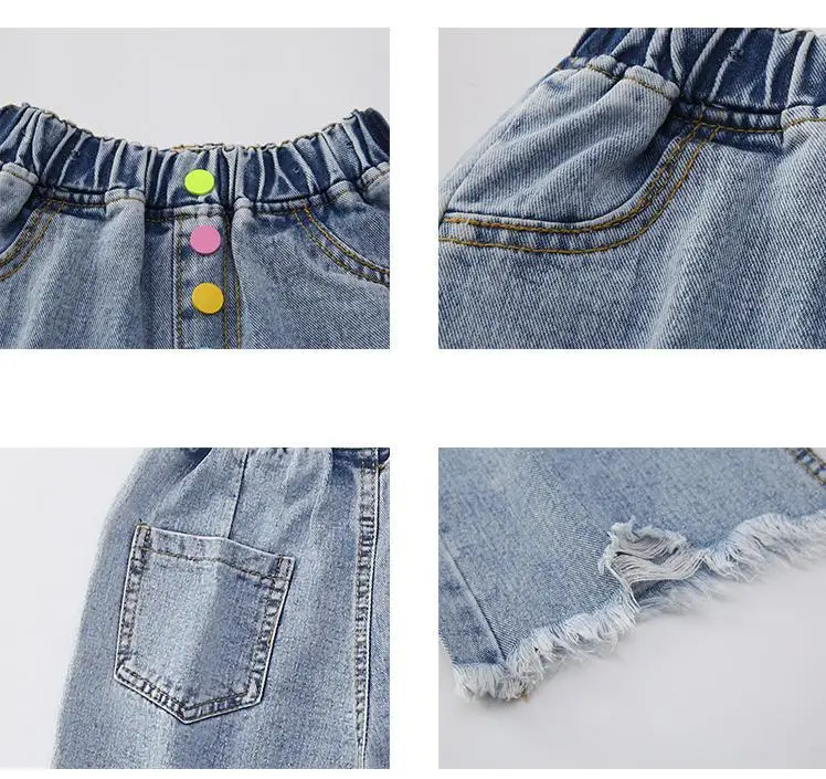 

Summer Teenage Girls Jeans Shorts Pants Kids Clothes Denim Casual Children Tassel Solid Shorts Teen Trousers 9 13 14 15 16 Years