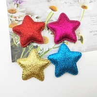 30pcslot 4 8cm gliter star padded appliques for childrens handmade hair clip headdress accessories clothes sewing decoration