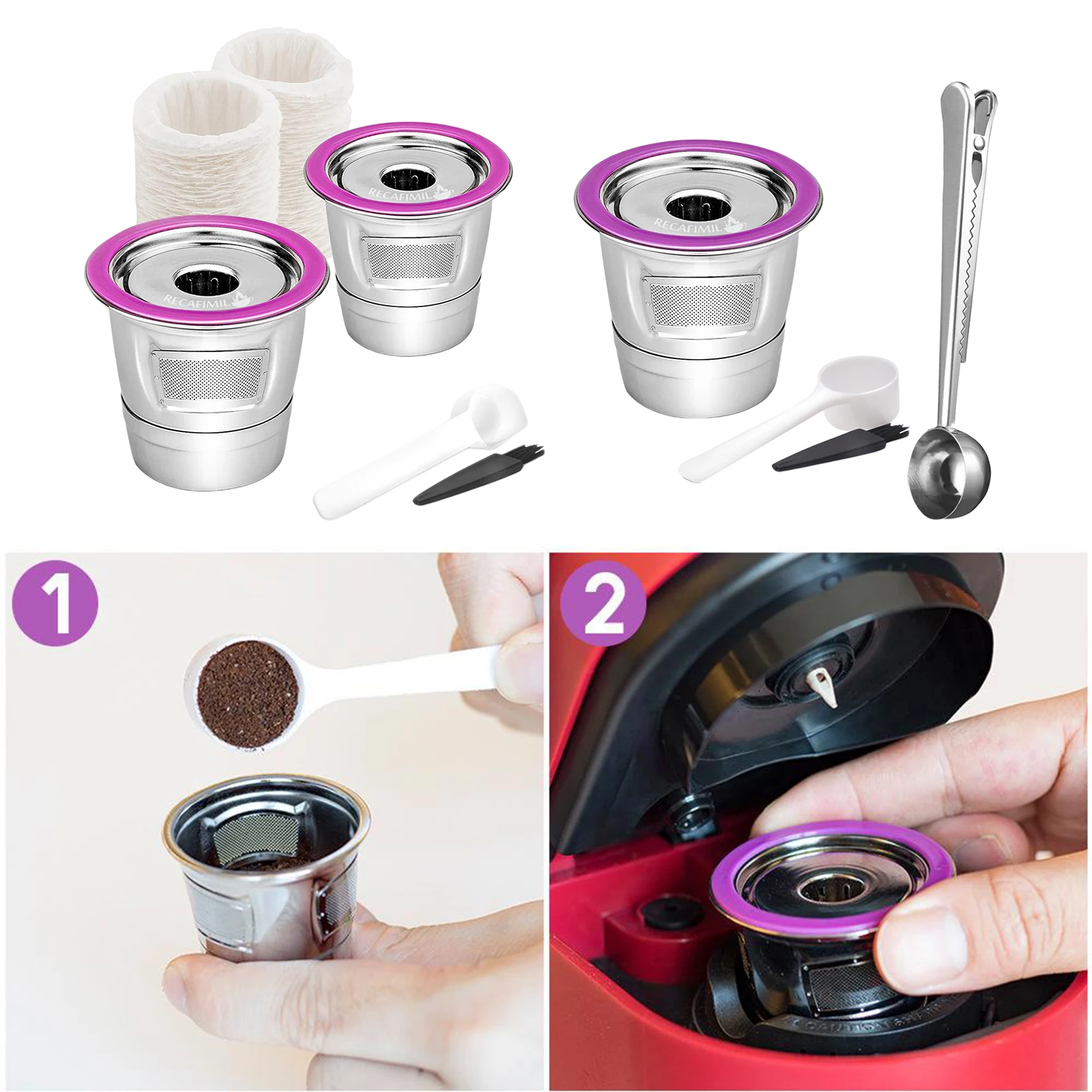 

Refillable K-Cups with 50 Unbleached Disposable Paper Coffee Filters