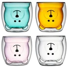 Милая стеклянная кружка в форме медведя с двойными стенками, забавная кружка с защитой от ожогов, для молока, водки, коктейлей, вина, посуда для напитков для дома и офиса