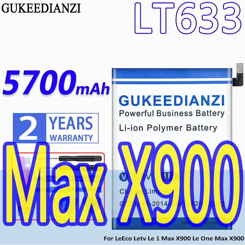 

High Capacity GUKEEDIANZI Battery LT633 5700mAh For LeEco Letv Le 1 Max X900 Le One Max X900 Le1 Max
