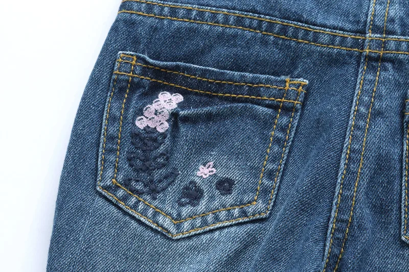 Модные брюки для малышей джинсы новорожденных с цветами и птицами девочек