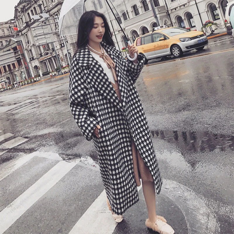 

Women Wool Blend Coats Fashion Autumn Spring Jackets Female Casual Long Outwears Oversize Vintage Coat 2020 Women Clothing LL157
