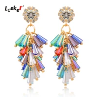 leeker bohemian multicolor earrings yellow gold silver color blue cubic zirconia earrings for women hot sale jewelry 878 lk2