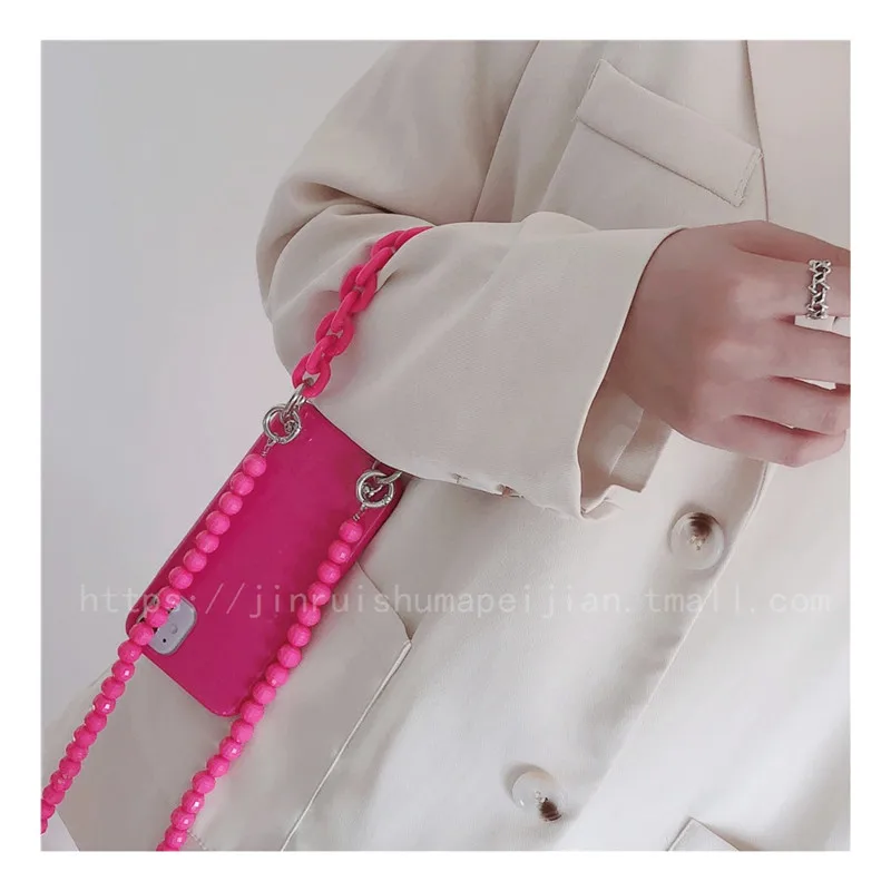 Флуоресцентный мягкий чехол через плечо с ремешком для iphone 11 Pro Max 12 MiNi X XR XS 6 7 8 plus SE