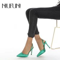 niufuni summer gladiator satin pumps pointed stiletto high heels womens sandals buckle solid color simple silk sexy women shoes