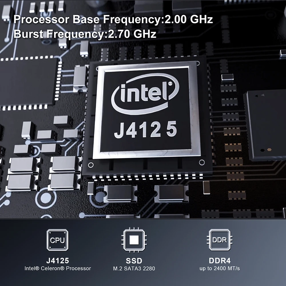 Beelink GK Мини Intel Celeron J4125 четырехъядерный ПК DDR4 8 Гб 256 ГБ 128 SSD Windows 10 Настольный