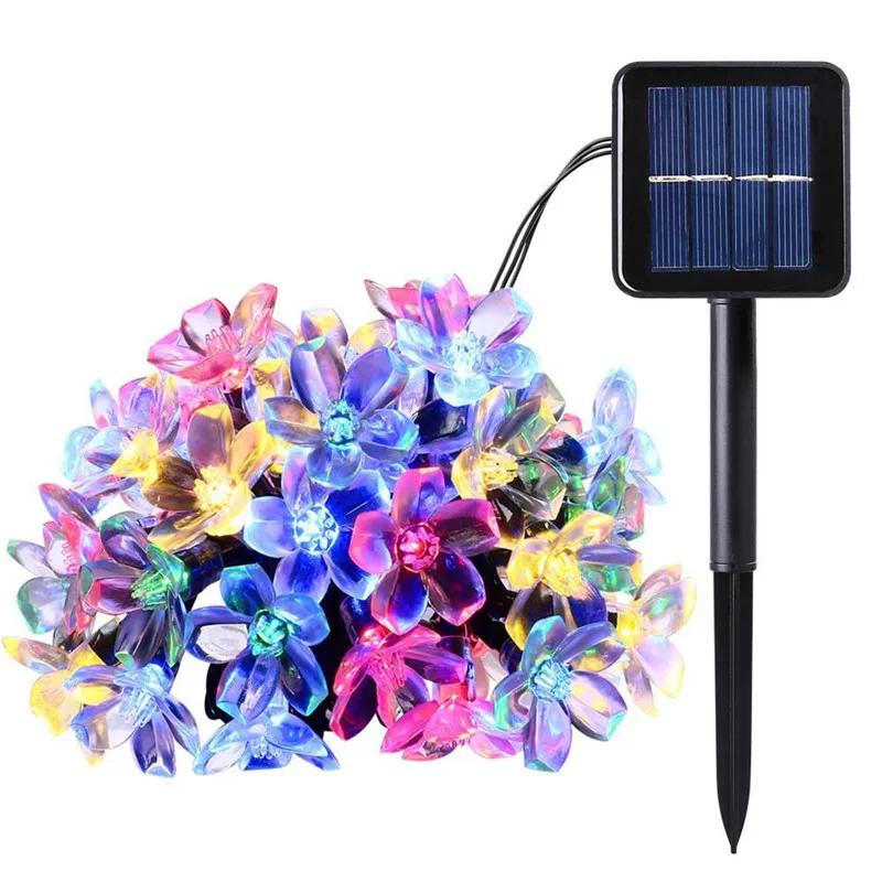 

50 LEDS 7M Solar Powered Led String Light Peach Flower Solar Lamp Fairy Solar Lights Garlands Garden Party Christmas Decoration