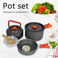portable camping cookware kit outdoor aluminum cooking pot set water kettle pan pot folded travel hiking picnic bbq tableware