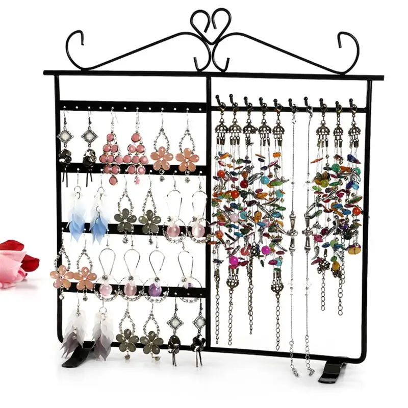 

Настенный органайзер для сережек с 48 отверстиями и 10 крючками