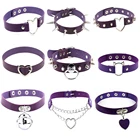 Женское колье-чокер из ПУ кожи, с подвеской в виде сердца