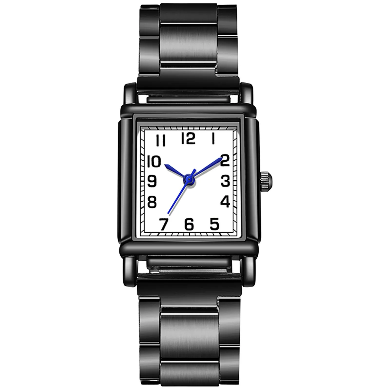 Luxury Simple Women Square Black Dial Bracelet Watches Fashion Stainless Steel Quartz Clock Gift часы женские наручные