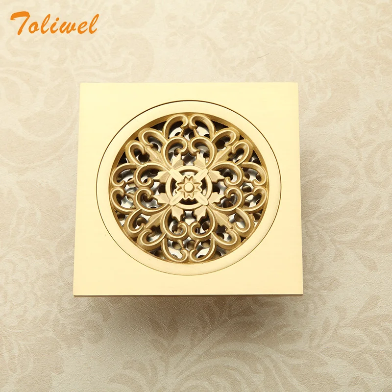 Полированная Ванная комната из латуни квадратный водосток для душа напольная