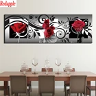 Алмазная живопись, вышивка крестиком, черно-белая красная роза, сделай сам, 5D мозаика, вышивка крупными цветами, пейзажами, узоры стразы, Декор