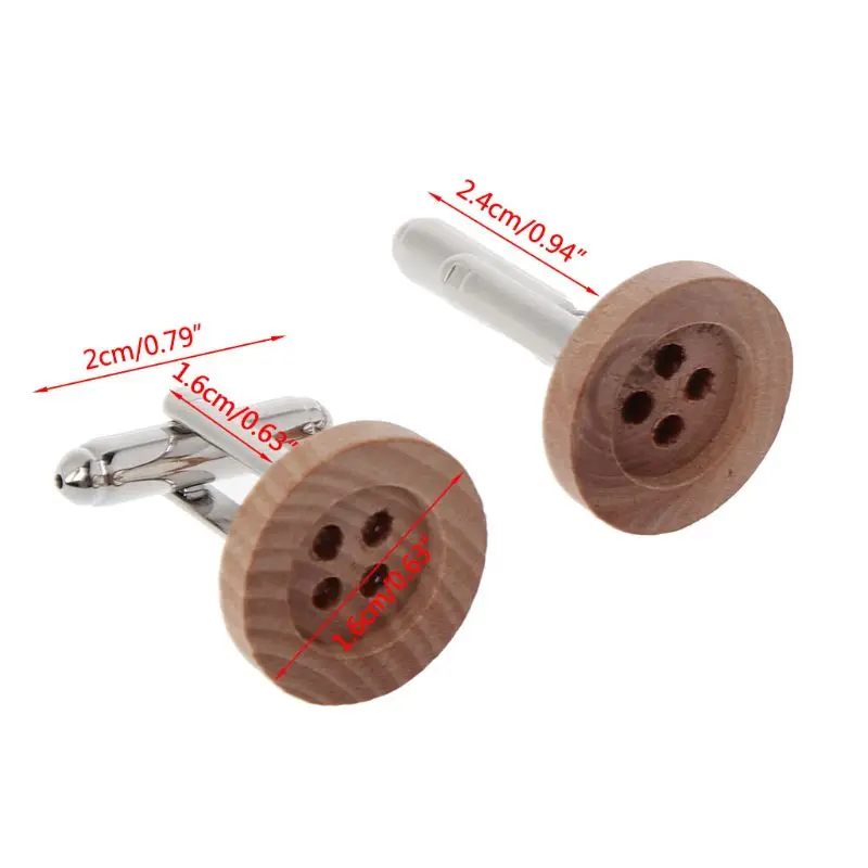 

1 Pair Funky Wooden Button Cufflinks Vintage Style Mens Party Wedding Gift