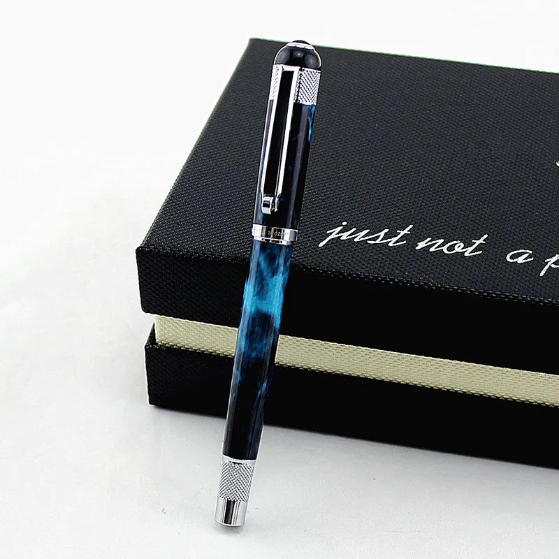 

High Quality Luxury Blue marble Metal Ballpoint Pen 0.5MM Nib Ball Pens for School Office Supplies