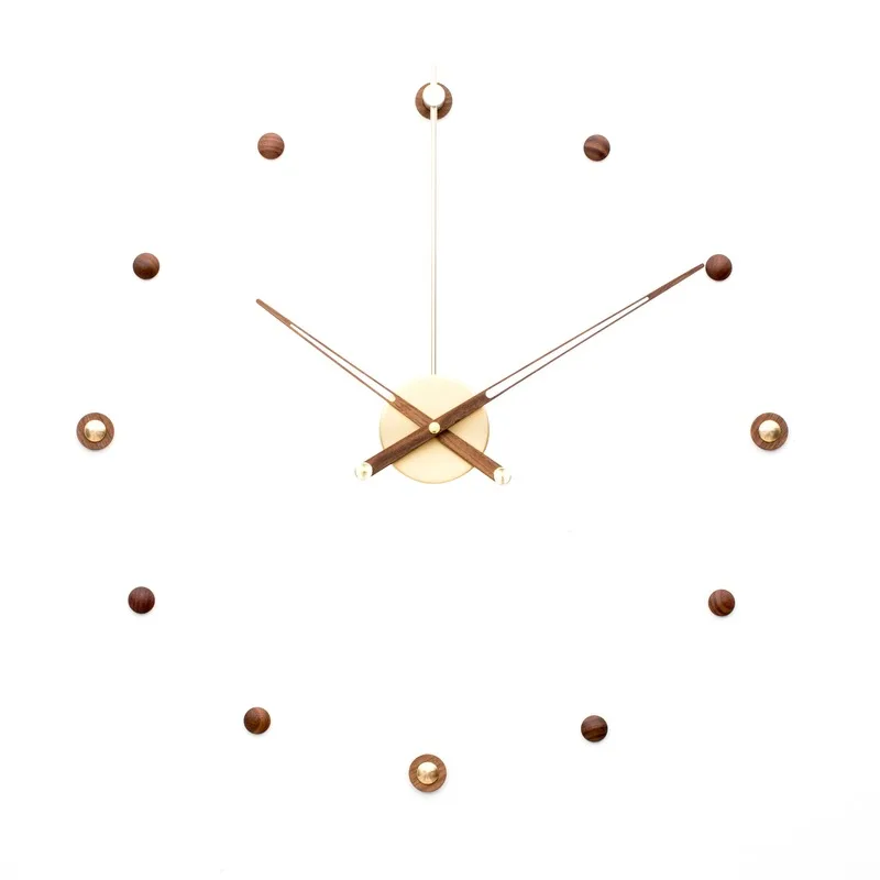 

Modern Creative Wood Wall Clock Metal Living Room Front Desk Nordic Style Pure Copper Large Wall Watch Horloge Murale Gift SC471