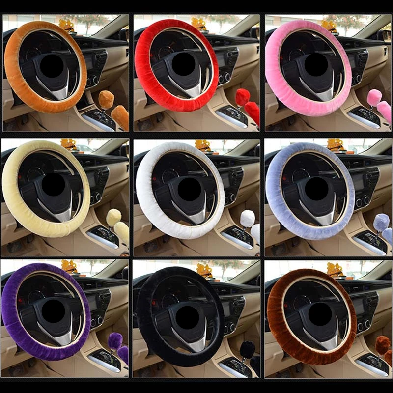 Чехол рулевого колеса автомобиля плюшевая зимняя универсальная ручная