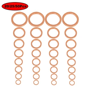20/25/50Pcs M5 M6 M8 M10 M12 M14 M16 M20 Solid Copper Washer Flat Ring Gasket Seal Plain Spacer Washers Fastener