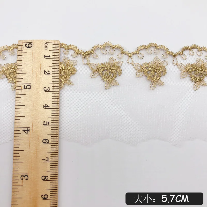 2 ярдов/5 7 см кружево из золотых нитей сетка вышивка одежда аксессуары изысканный
