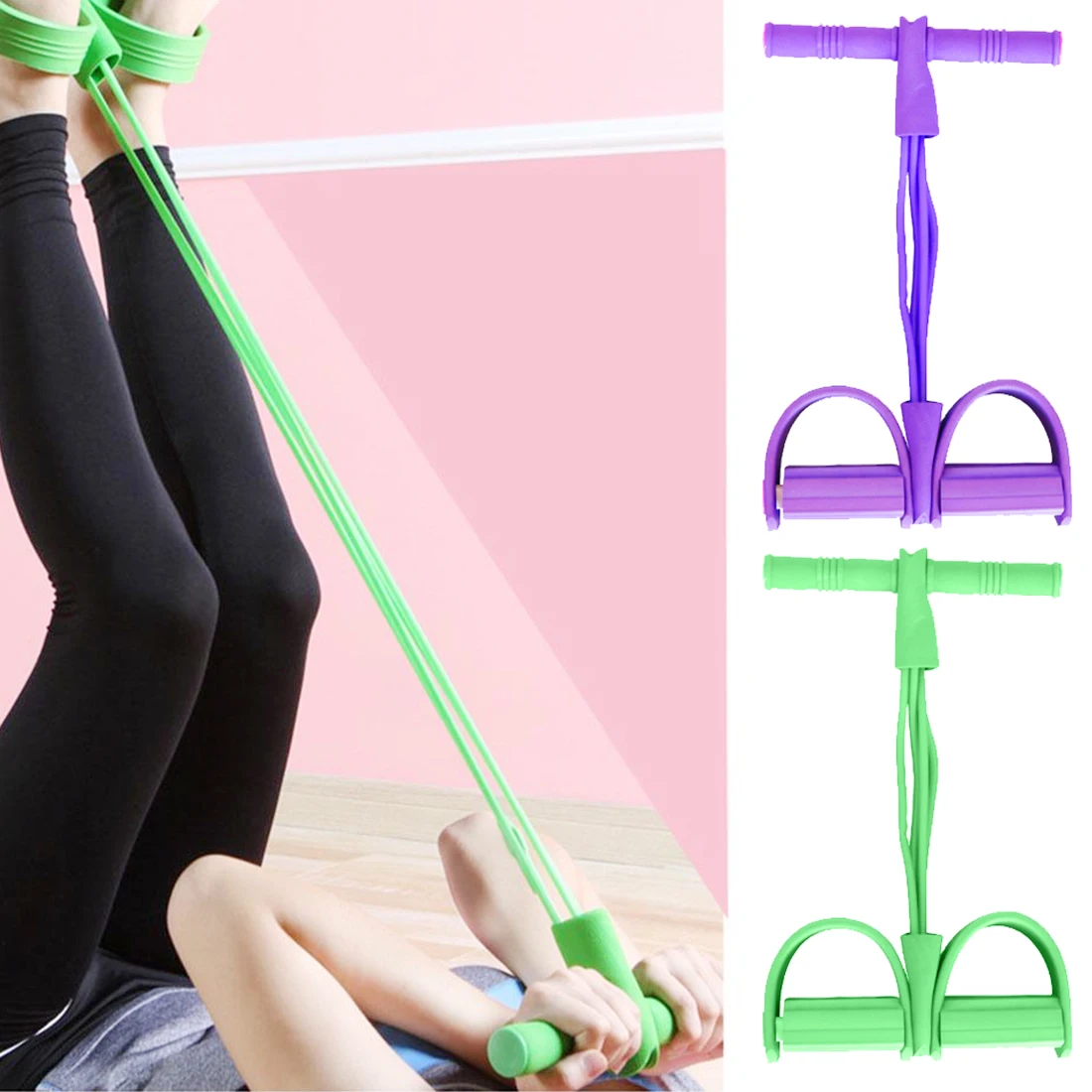 

4 rope Resistant Elastic Pull Ropes Exerciser Rower Belly Resistance Band Home Gym Training Elastic Bands For Fitness Equipment